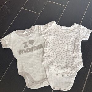 Adorable Cream and Gray Baby One Pieces Set